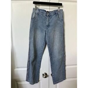 Delia's x Dollskill Checkered Stripe Boyfriend Jeans Medium